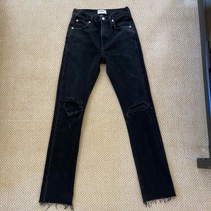 AGOLDE Cherie high rise straight in distortion in black